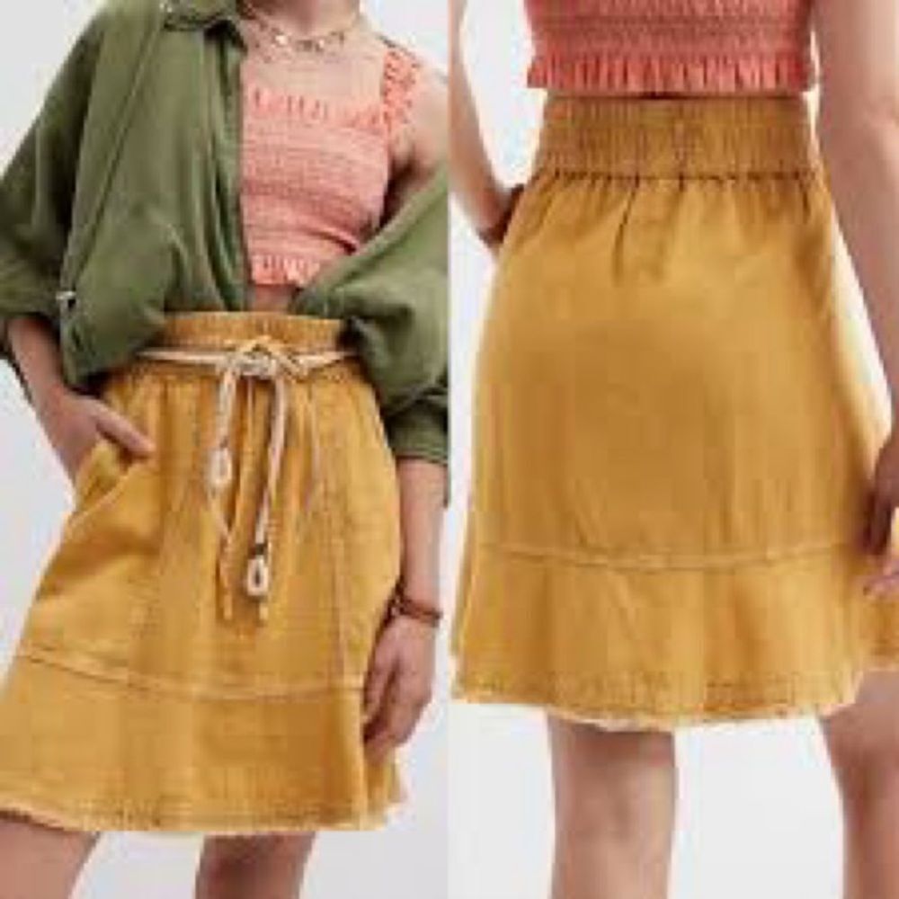 New Anthropologie Pilcro Elegant Tan A-Line Skirt boho Classic